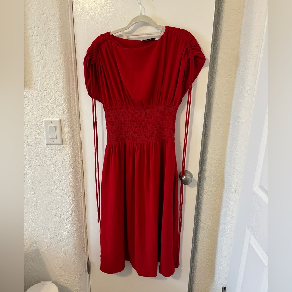 Modern Citizen Ayumi Gathered- Shoulder Dress- red- medium